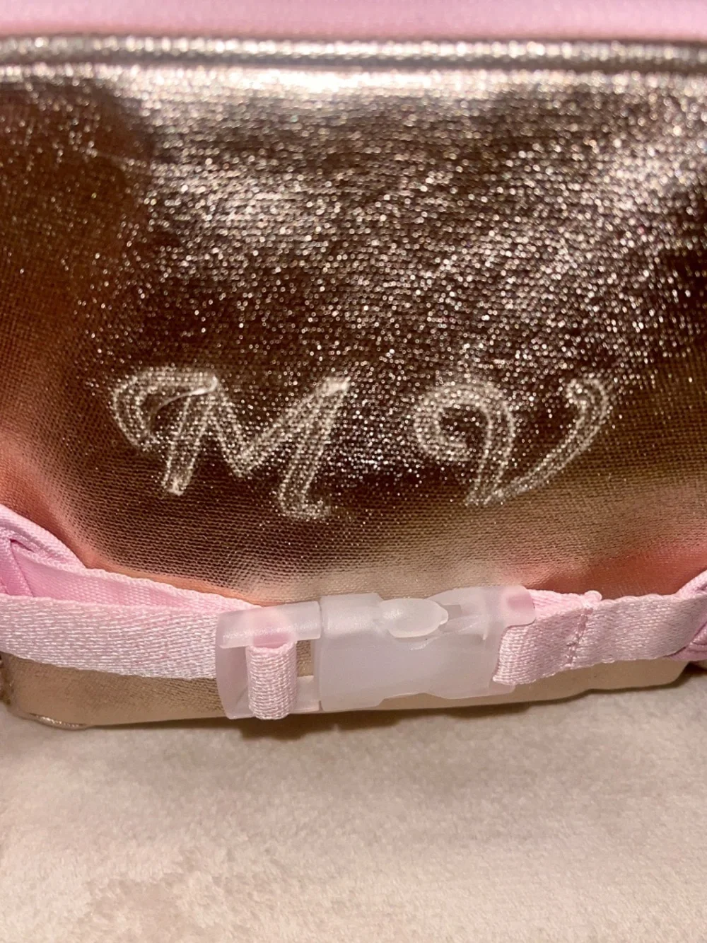 Metallic Gold Glitter Pottery Barn Kids Mackenzie Small Backpack Pink Bow